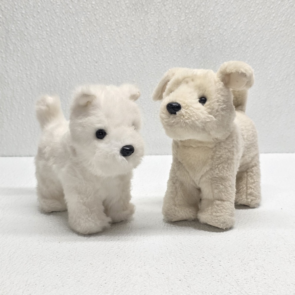 American Girl Lot of 2 Poseable Pet White Dog Plush